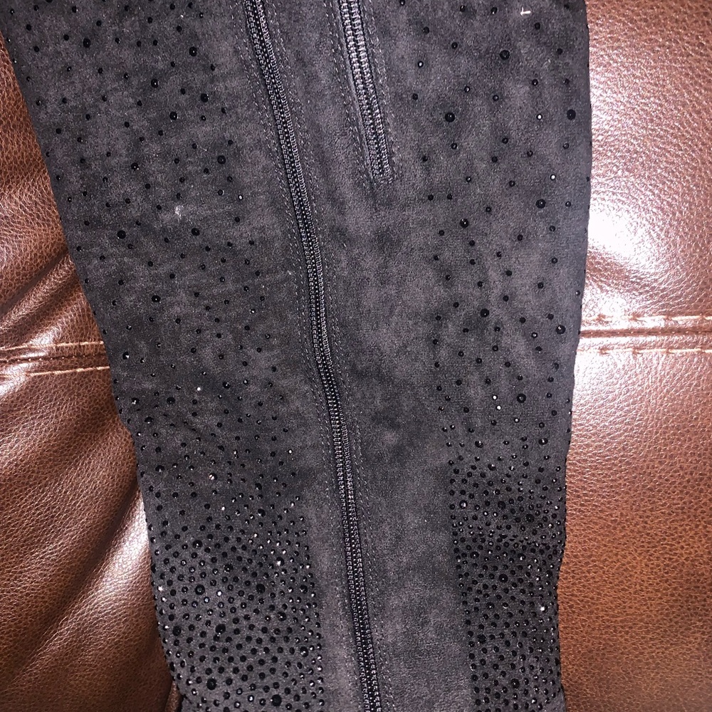 Pierre Dumas Black Rhinestone Western Pull-on Heeled Boots - Picture 4 of 13